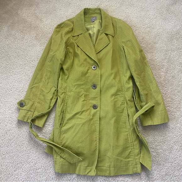 J.Jill Green Corduroy Trench Coat - Picture 4 of 7